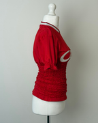Red Shirred Jersey
