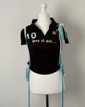 Black "kick the ball" Laddered Lace Polo