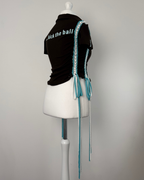 Black "kick the ball" Laddered Lace Polo