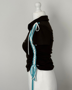Black "kick the ball" Laddered Lace Polo