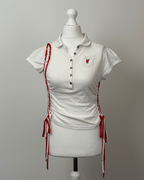 White Laddered Lace Polo