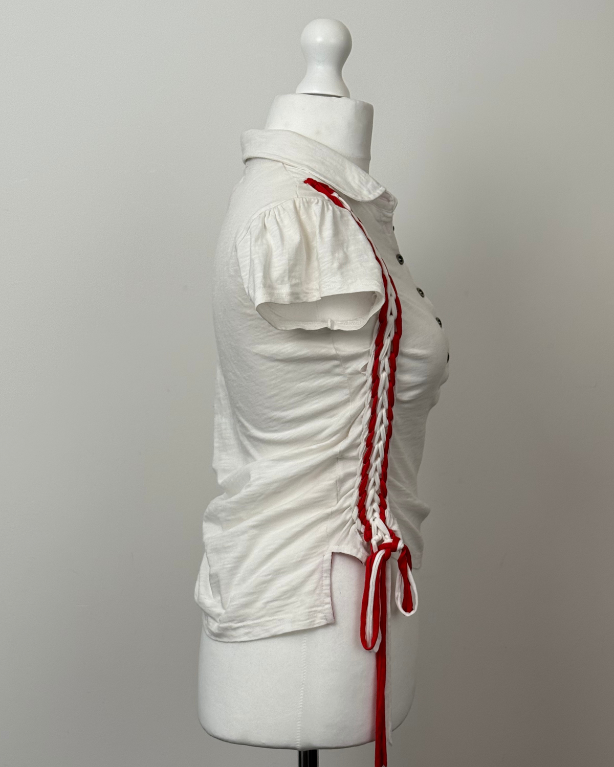 White Laddered Lace Polo