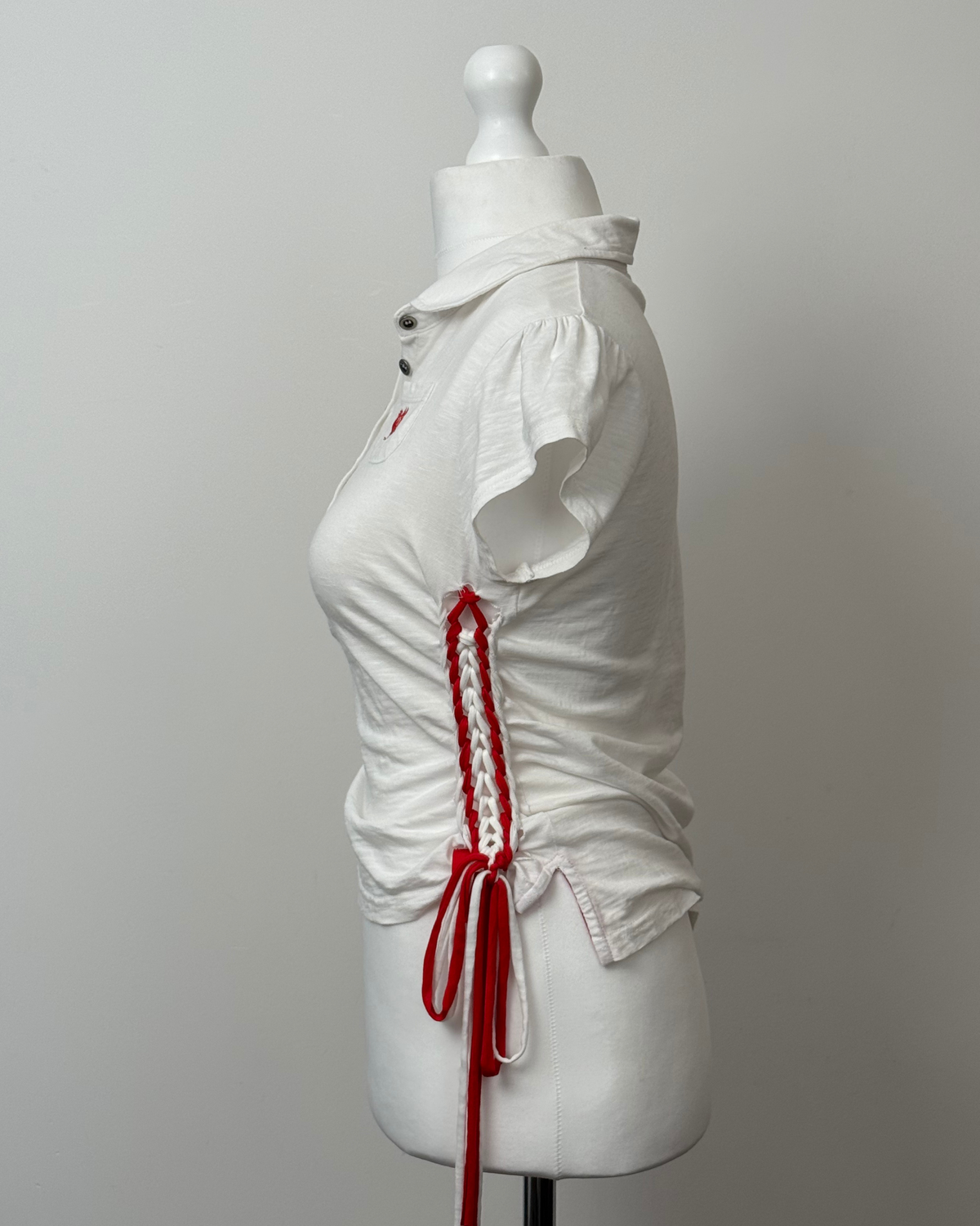 White Laddered Lace Polo
