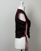 Black and Red Laddered Lace Jersey
