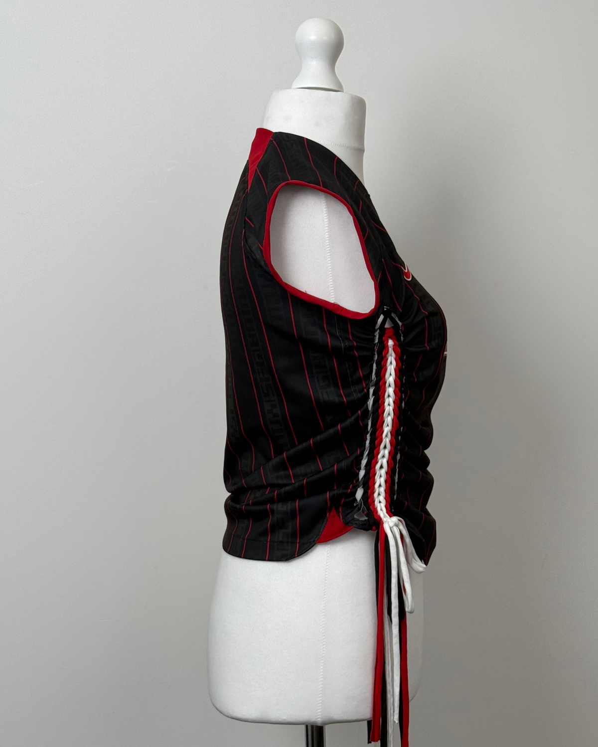 Black and Red Laddered Lace Jersey