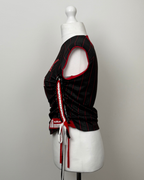 Black and Red Laddered Lace Jersey