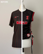 Black and Red Laddered Lace Jersey