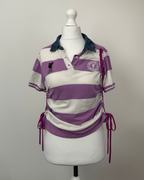 Purple Striped Laddered Lace Polo
