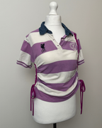Purple Striped Laddered Lace Polo