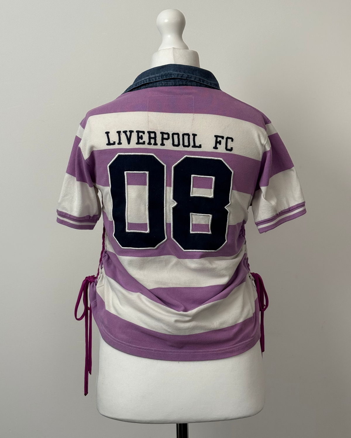 Purple Striped Laddered Lace Polo