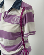Purple Striped Laddered Lace Polo