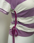 Purple Striped Laddered Lace Polo