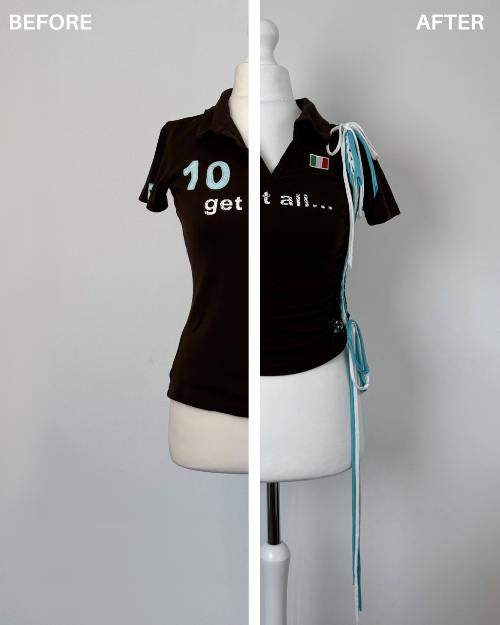 Black "kick the ball" Laddered Lace Polo